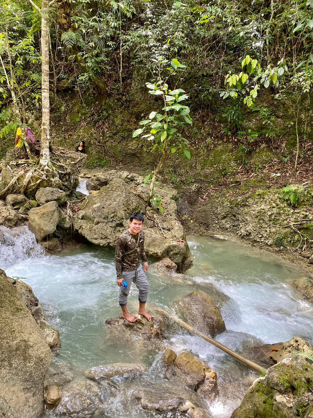 A Picturesque Two Tiered Waterfall located in the Lush of Hill in Alegria