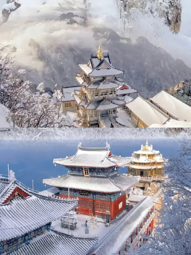 The beauty of Mount Laojun in Luoyang after snow is unparalleled