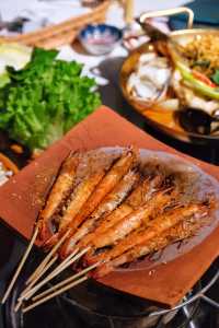 在新會浪漫江邊看日落吃瓦片烤肉～