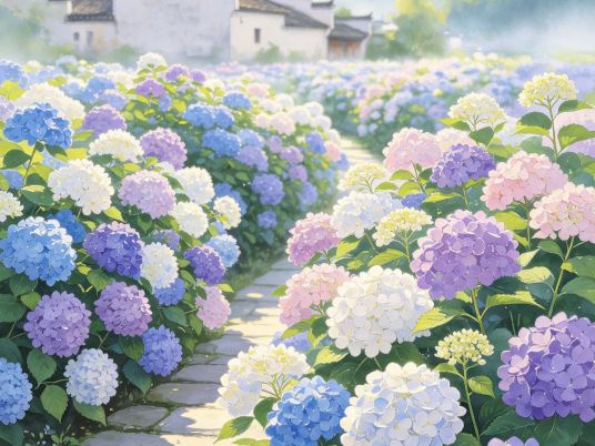 Early summer photo paradise! The hydrangeas and gesang flower sea