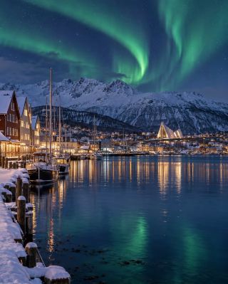 Fall into the Norwegian winter night, look up and see the aurora filling the sky