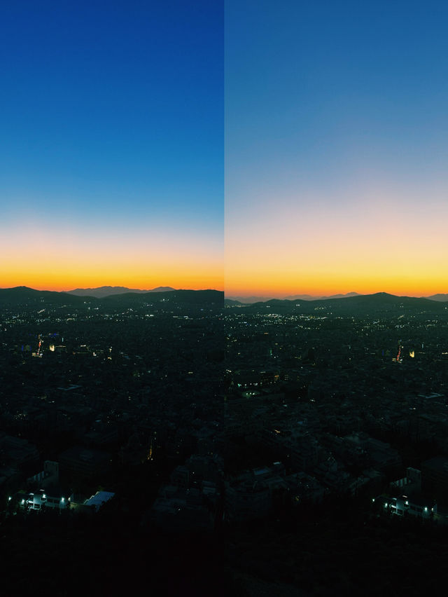 아테네 시내 낮과 노을 감상