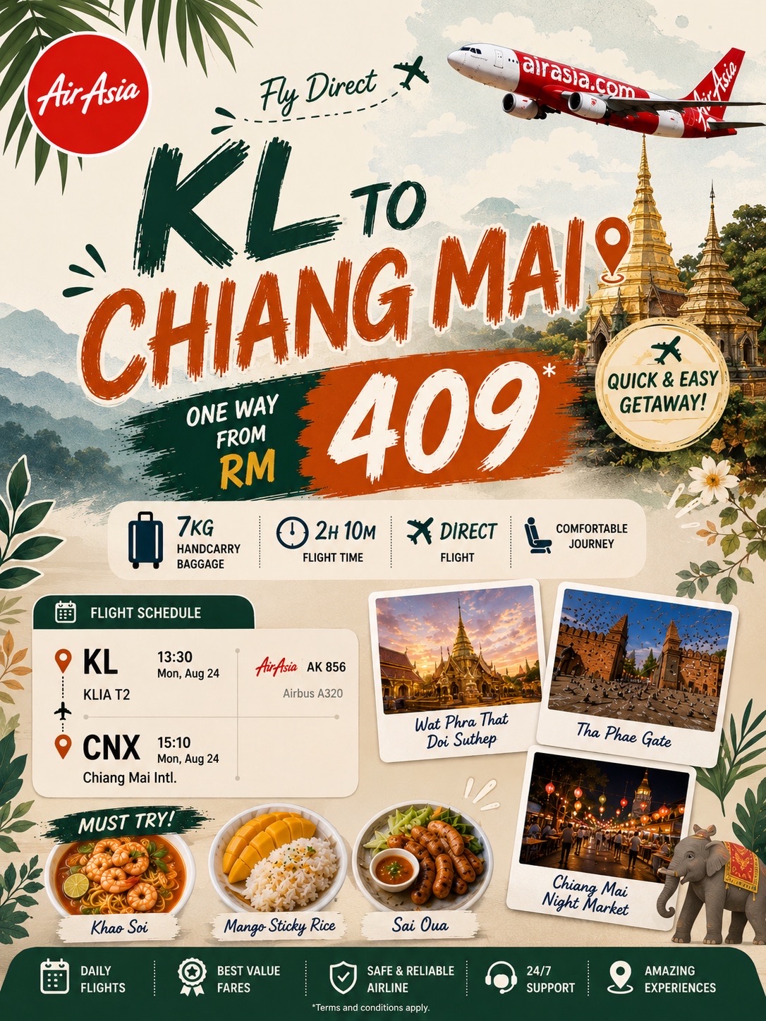 🇹🇭 คู่มือท่องเที่ยวเชียงใหม่ | บินตรงจากกัวลาลัมเปอร์ เริ่มต้นที่ RM409 ✈️✨