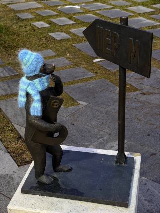 Bears on the Perm Embankment to Spot on a Walk.