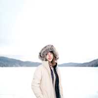 Walking on the frozen surface of Lake Morey