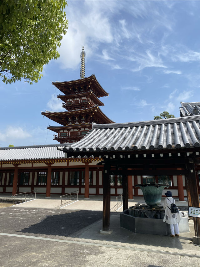 水稻田間，遙看藥師寺