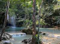 🇹🇭 Experience Turquoise Waterfalls on Hiking Trail in Kanchanaburi