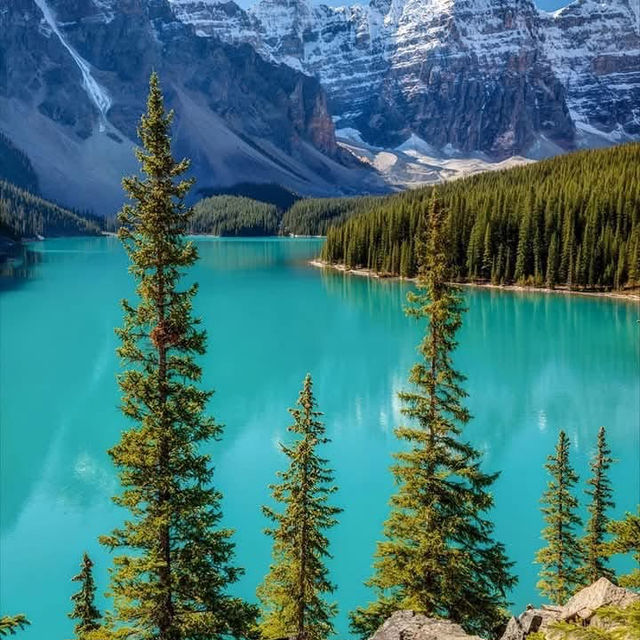 The lake’s vivid blue color is caused by fine glacial 