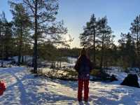 Deep into the winterland of snow in Nuuksio National Park, Finland! 🌿🏞️