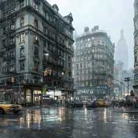 Concrete jungle vibes on a rainy NYC day 🚕🌧️