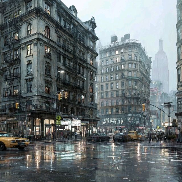 Concrete jungle vibes on a rainy NYC day 🚕🌧️