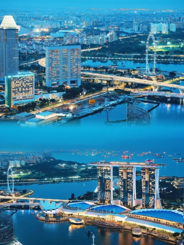 The rooftop garden at Marina Bay Sands in Singapore is a must-see for its stunning night views.