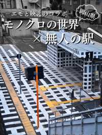 【岡山】アートプロジェクトの一環からできたモノクロの格子の無人駅🚉
