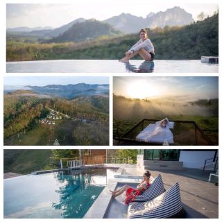 Soak in the beautiful pool and enjoy the mountain view.