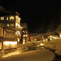 Night time at Ginzan Onsen