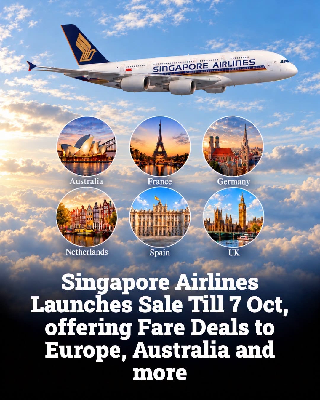 Singapore Airlines Sale Is On Until 7 October, With Fare Deals to Europe, Australia and More