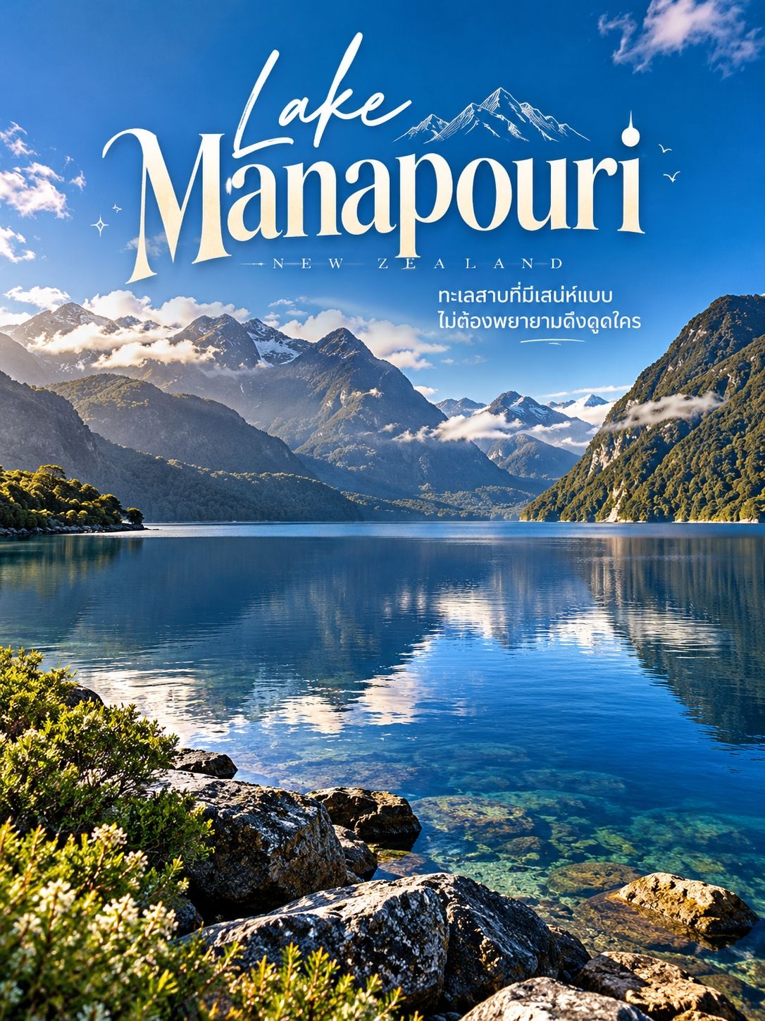 🌿 Lake Manapouri — ทะเลสาบที่มีเสน่ห์แบบไม่ต้องพยายามดึงดูดใคร 💙🏔️✨ 