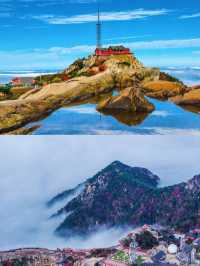 泰山之巔，雲海與秋色撞了個滿懷！