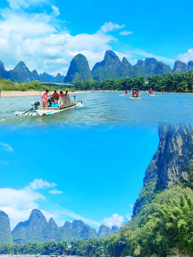 漓江的美景美不勝收 划著竹筏品味大自然的美景