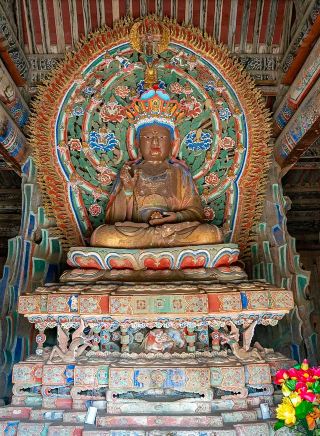 San Sheng Temple | Facing the south, Tai Mountain looms majestically, with the saints' clouds overlooking the bustling Sha River