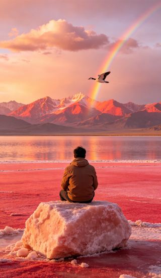 At Yanchi Bay, I stepped on the scattered diamonds of the Qilian Mountains.