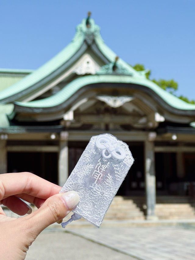 ✈️日本大阪豐國神社絕美純白蕾絲繡花御守🤎