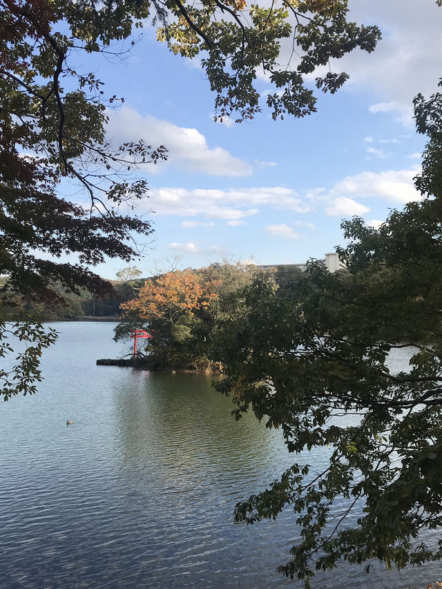 【静岡県　伊東市　一碧湖のゴールデンサンセット】