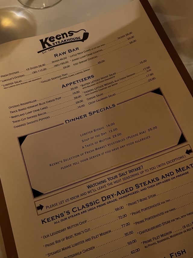 [미국 뉴욕 3대 스테이크 추천] Keens Steakhouse