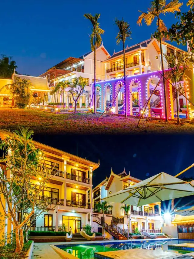 Laos Healing Holiday Hotel, watching the Mekong River view and sunset