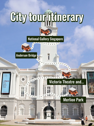 A leisurely walk through Singapore's Civic District (Stanford Hotel → Merlion → Victoria Concert Hall → National Gallery) Suitable for: Families with children and elderly relatives; morning outings are recommended.