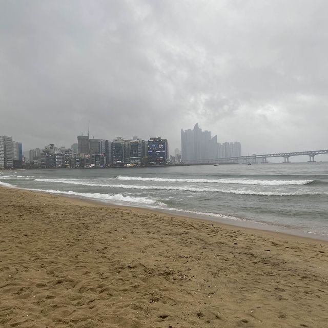 Amazing beach in rainy weather 