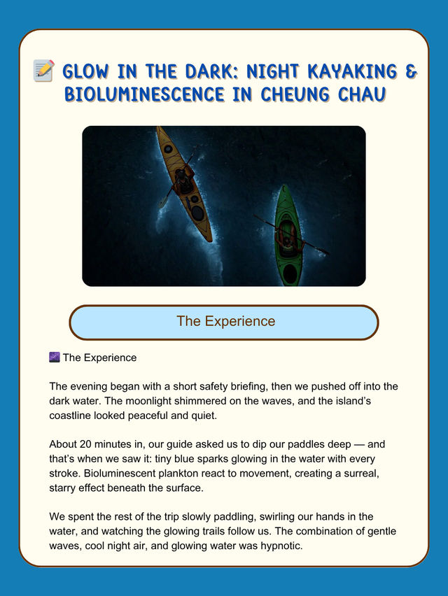 📝 Glow in the Dark: Night Kayaking & Bioluminescence in Cheung Chau