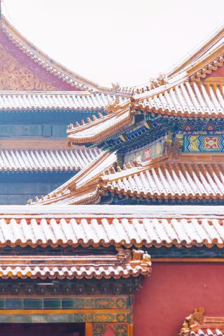 The first snow gently kisses Beijing, painting a serene and poetic picture