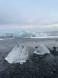 在傑古沙龍冰河湖和鑽石沙灘看日落