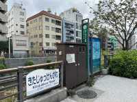 東京・押上。スカイツリーを見上げる『北十間川』と『墨田区おしなり公園』 