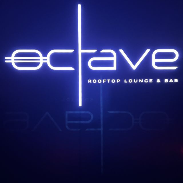Fascinating night view at the rooftop bar Ocave Marriot Thonglor Bangkok 