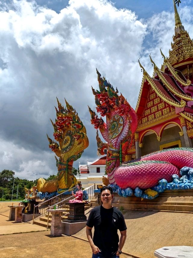 A Colourful Temple in Thailand with A Skywalk to View Into Laos