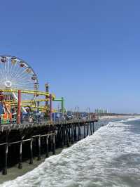 The wheel lit up the Santa Monica Pier