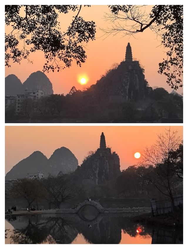 桂林，邂逅一場橘子海般的浪漫日落。