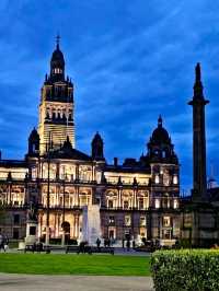 Evening Stroll Through George Square: A Glasgow Highlight 🌆✨🏛️🌙