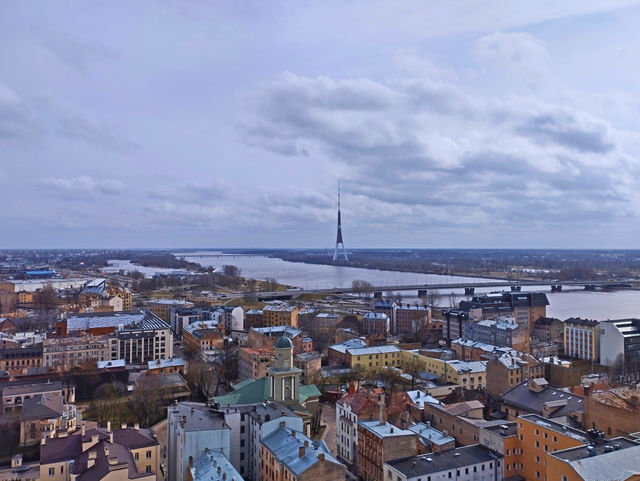 Panorama like 360° view of Riga at Latvian Academy of Sciences.