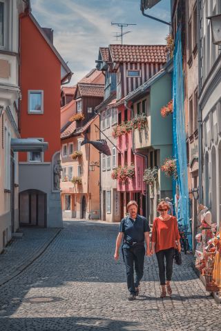 The stunning town of Lindau, Germany, with beautiful lake and mountain views