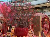 Beautiful Dark Pink and Red decoration for Chinese New Year at IFC Mall Central