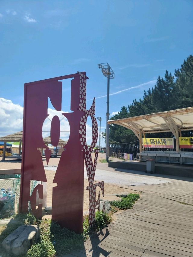 멋진 군함이 보이는 장사해수욕장🏖