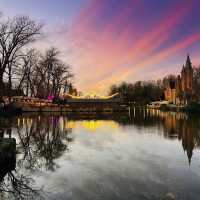 Lake of Love at Dusk: Bruges' Most Romantic Summer Evening