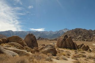 Wild boulder playground in Alabama Hills, Eastern Sierra