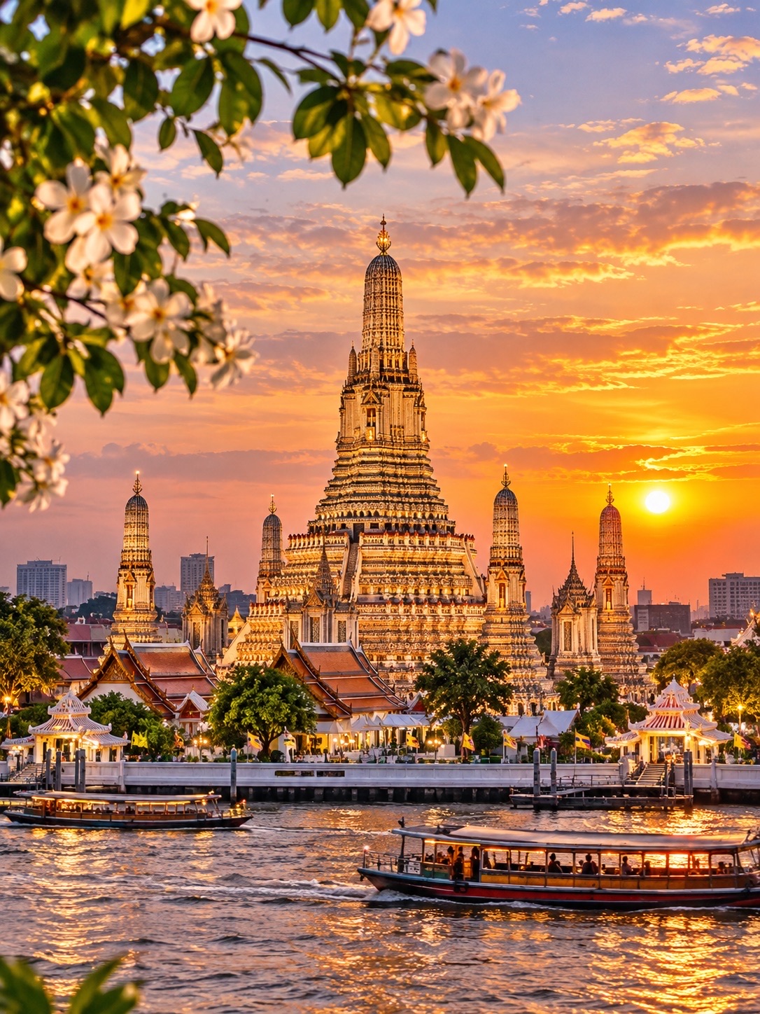 🌅✨ Wat Arun Ratchawararam Ratchaworamahaviharn, a magnificent temple situated beside the Chao Phraya River. 🙏💛