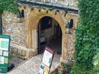 Bright stained glass and the beauty of the stone building