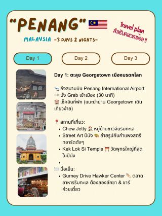แจกแพลนเที่ยวปีนัง (Penang) 🇲🇾