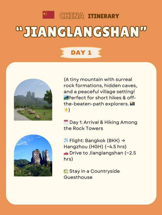 Jianglangshan itinerary 